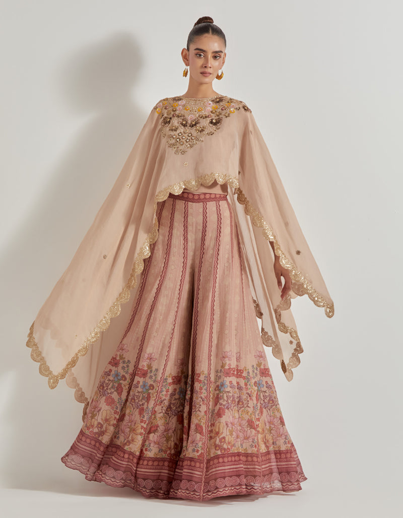 Multicolor Petal Prism Chanderi Tissue Sharara Set