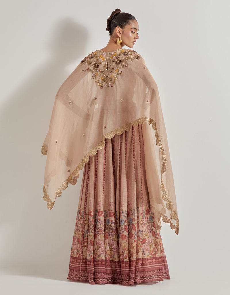 Multicolor Petal Prism Chanderi Tissue Sharara Set