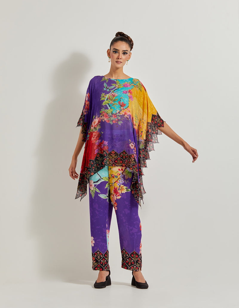 Creeper Georgette Kaftan Paired With Heavy Georgette Creeper Pants