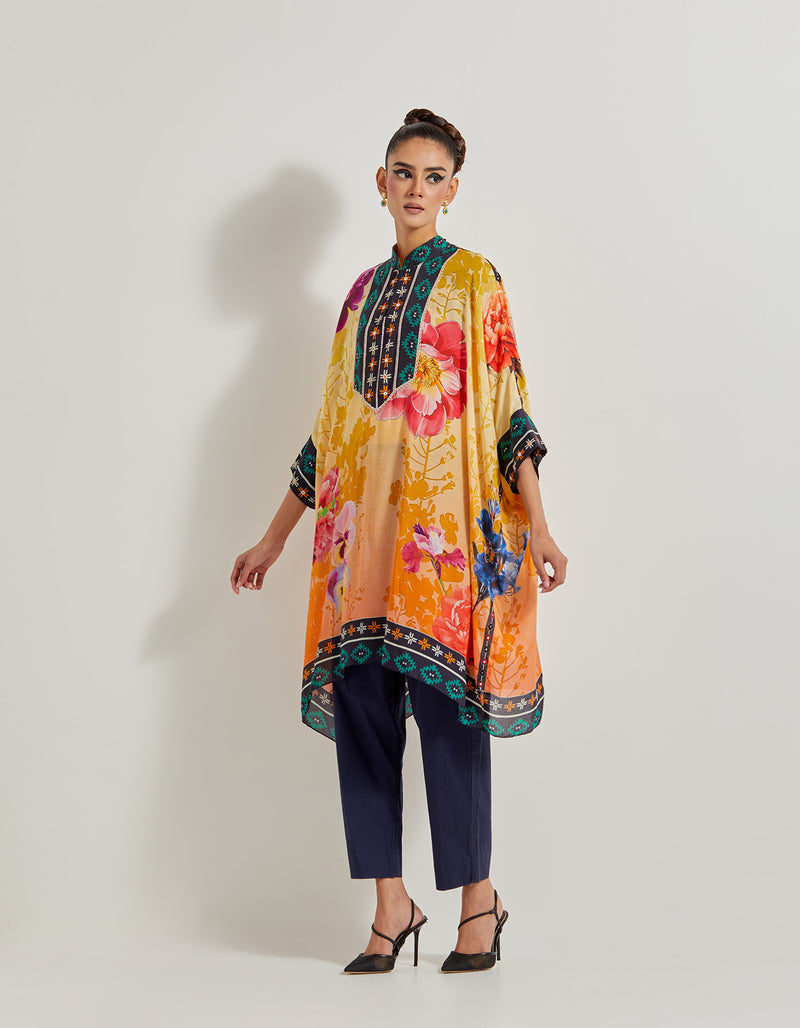 Foresta Modal Silk Tunic Paired With Navy Poplin Lycra Pants