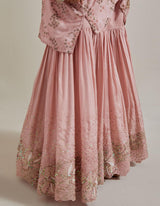 Pink Water Glimmer Silk Kaftan Tunic Paired With Embellished Gharara