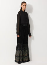 Black Velvet Wide Pants With Glitzy Sequin Embroidered