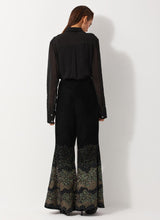 Black Velvet Wide Pants With Glitzy Sequin Embroidered