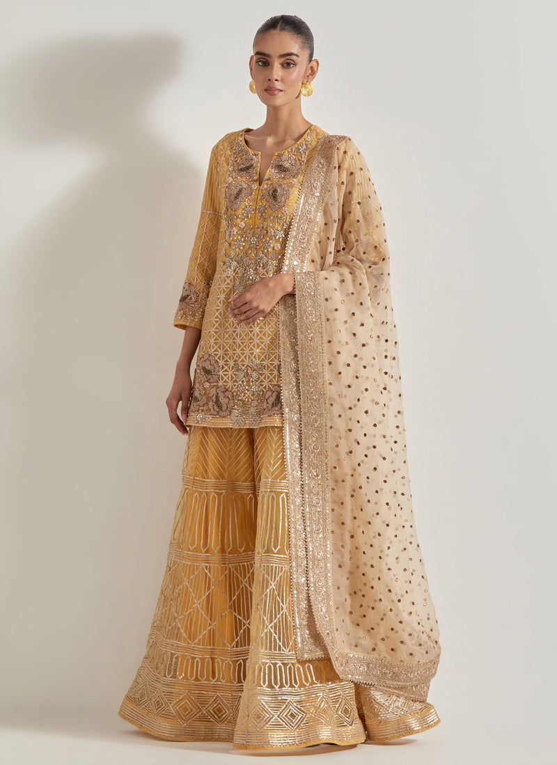 Yellow Desert Rose Sharara Set