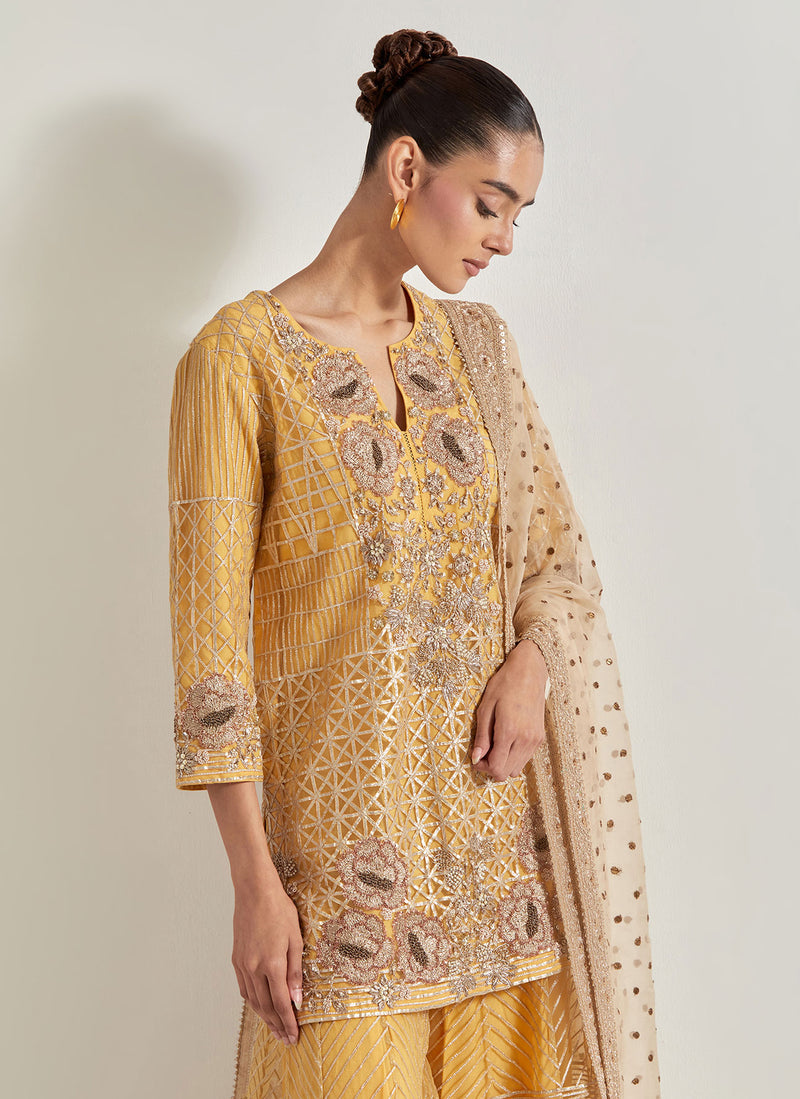 Yellow Desert Rose Sharara Set