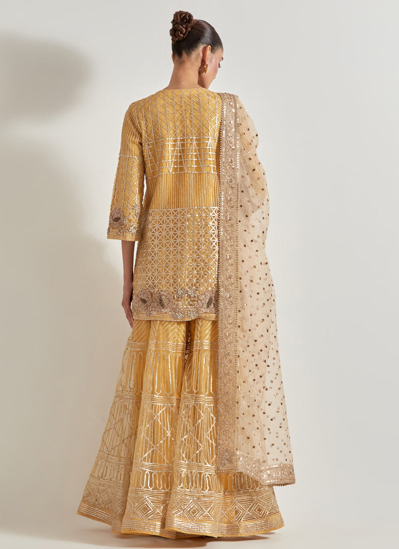 Yellow Desert Rose Sharara Set