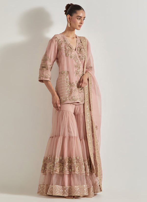 Desert Rose Old Rose Sharara Set