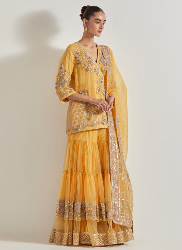 Desert Rose Yellow Sharara Set