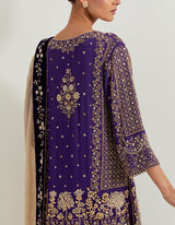 Deep Purple Gharara Set In Exquisite Pearl And Zardozi Eembroidery
