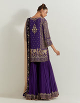 Deep Purple Gharara Set In Exquisite Pearl And Zardozi Eembroidery