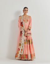 Peach Patch Work Sharara Set