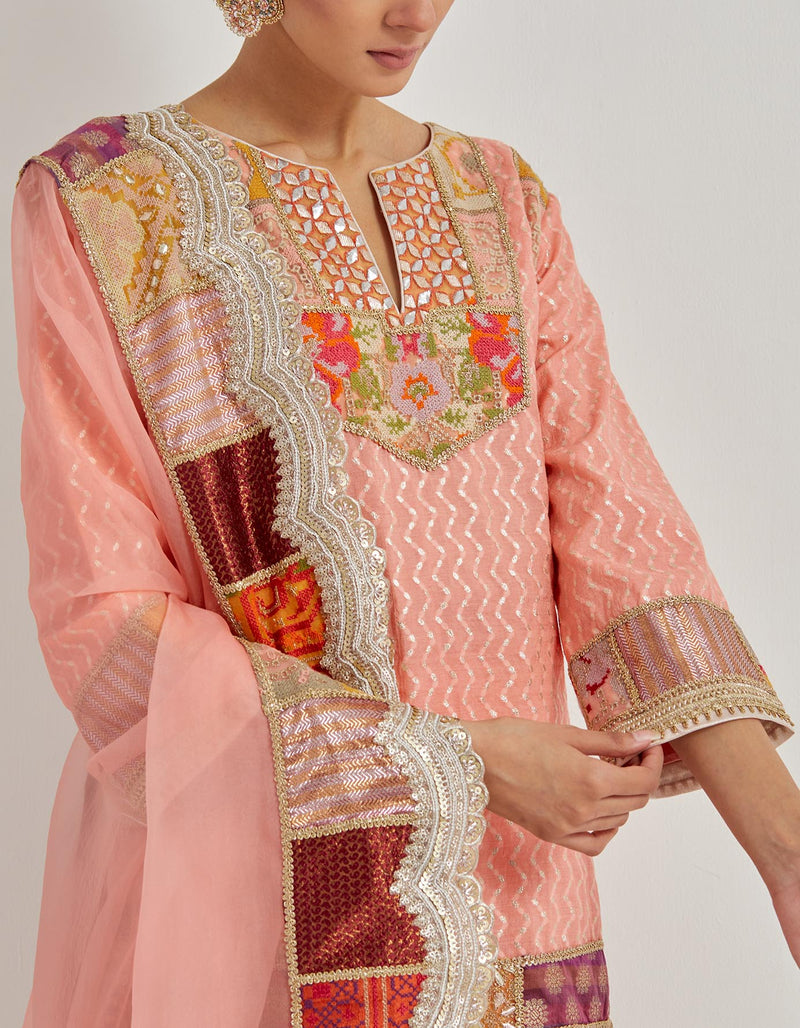 Peach Patch Work Sharara Set