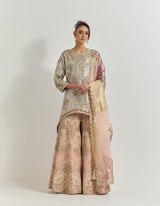 Sage And Pink Sharara Set