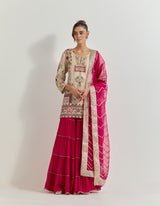 Ivory-Fuchsia Sharara Set