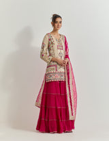 Ivory-Fuchsia Sharara Set