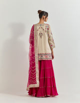 Ivory-Fuchsia Sharara Set