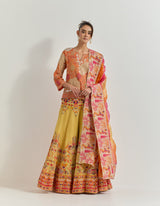 Yellow Sharara Set With Hand Work With Cross Stitch Embroidery