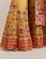 Yellow Sharara Set With Hand Work With Cross Stitch Embroidery