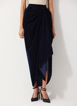 Navy Blue Velvet Drape Skirt