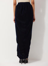 Navy Blue Velvet Drape Skirt