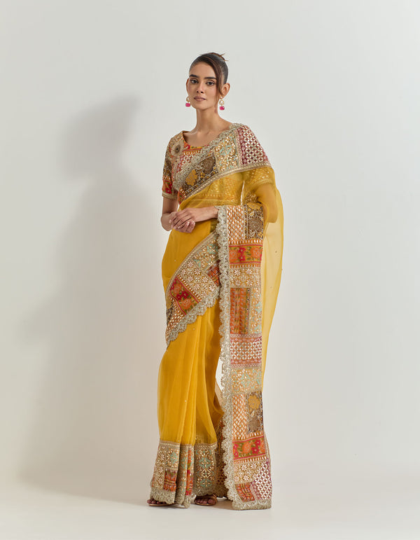 Yellow Saree Set with Hand Work