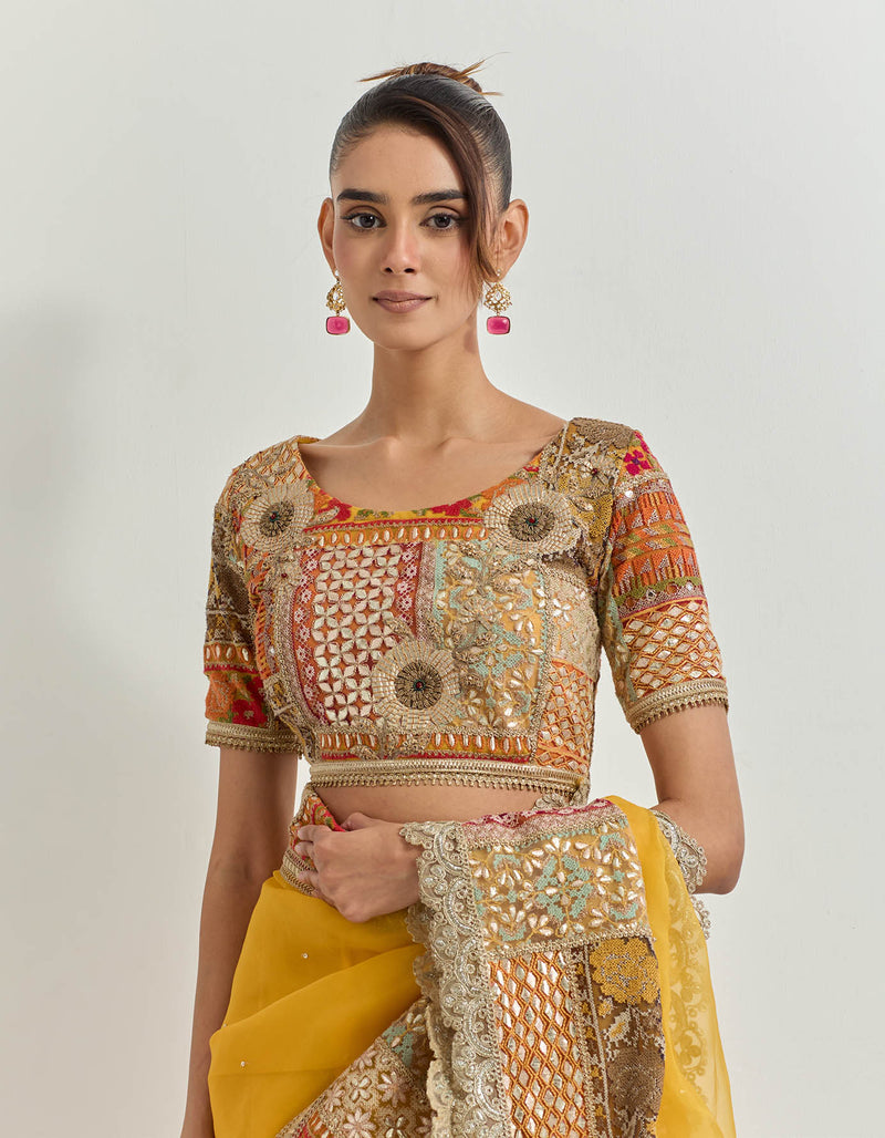 Yellow Saree Set with Hand Work