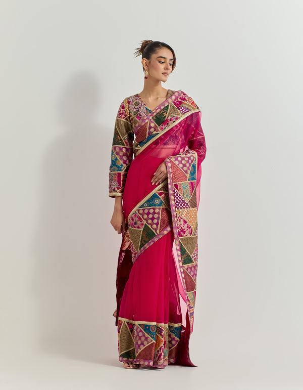 Fuchsia Saree Set