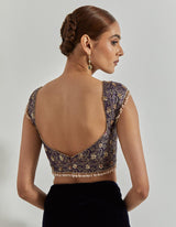 Rangrez Navy Drape Saree With Brocade Embellished Blouse