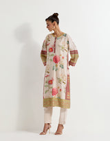 Multi Colour Chanderi With Stretch Lycra Kurta With Pants