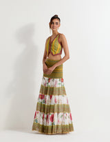 Multi Colour Georgette Waist Coat With Skirt