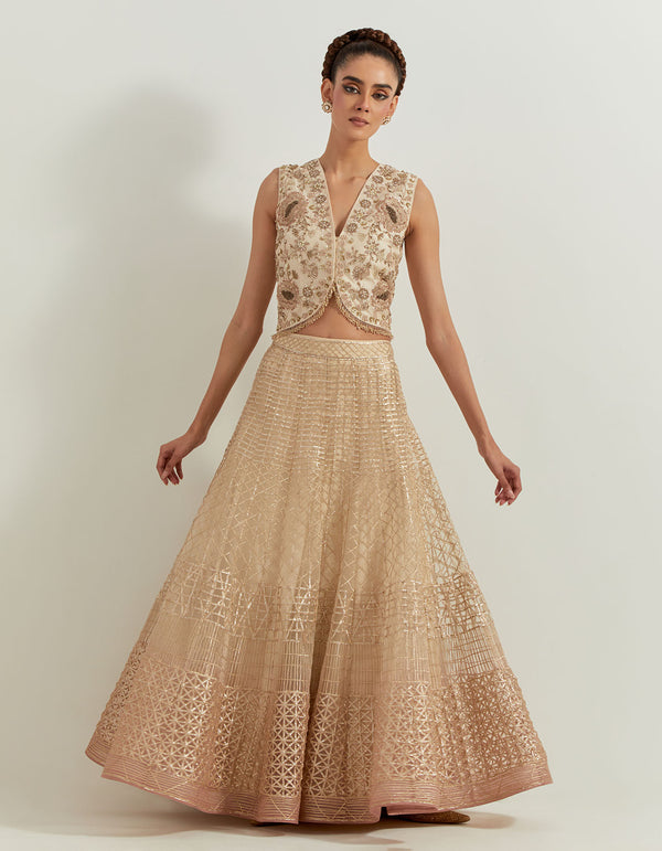 Desert Rose Ombrey Skirt And Waist Coat