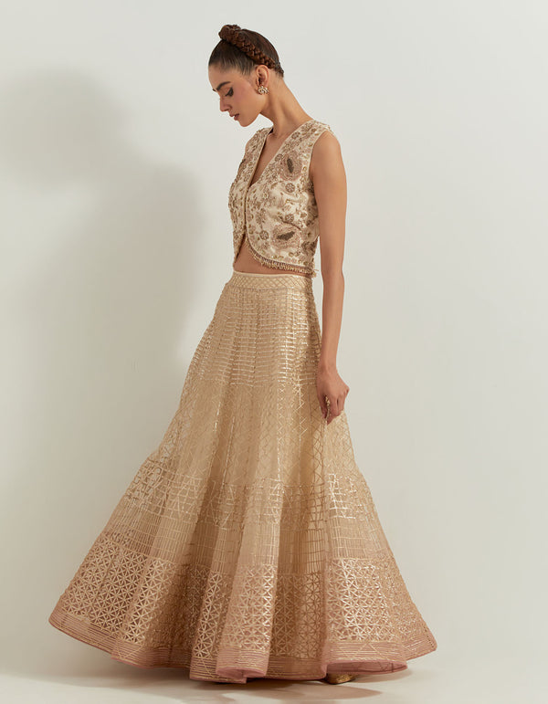 Desert Rose Ombrey Skirt And Waist Coat