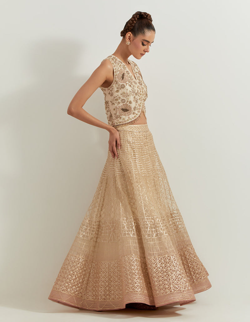 Desert Rose Ombrey Skirt And Waist Coat