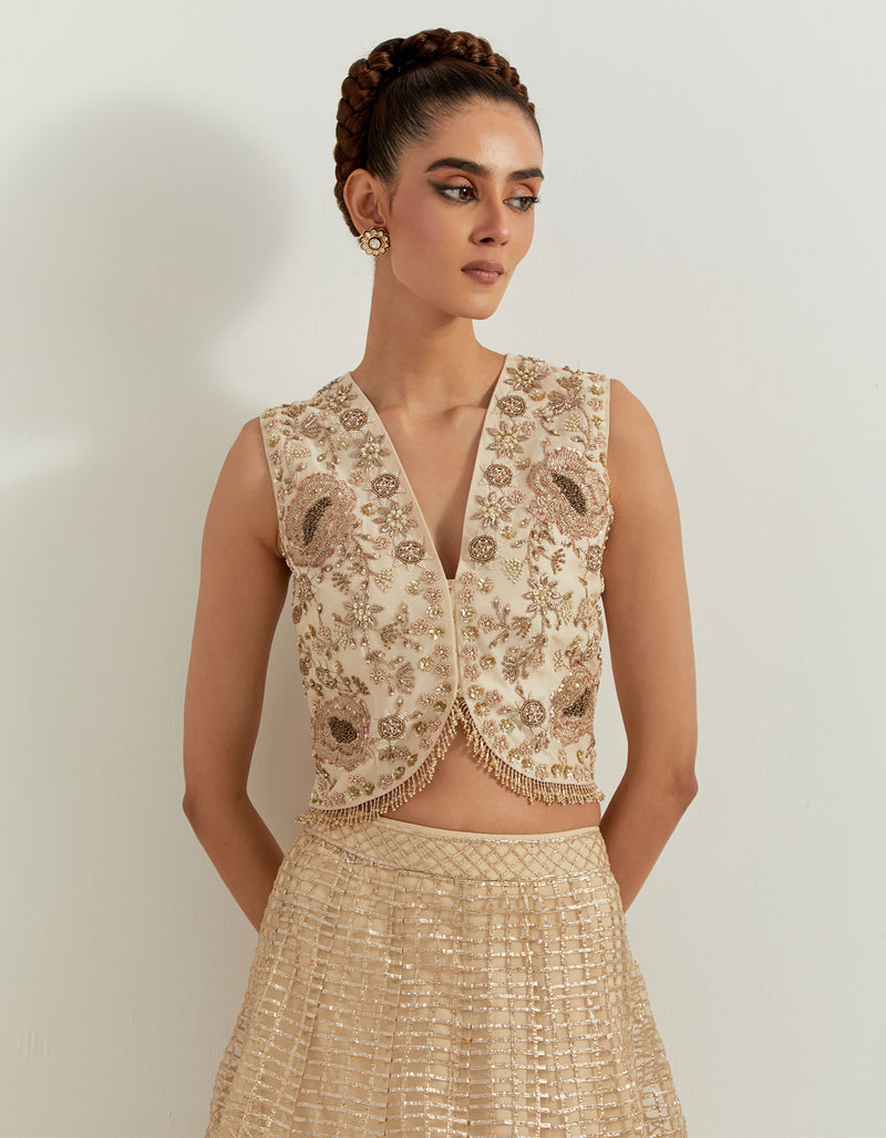 Desert Rose Ombrey Skirt And Waist Coat