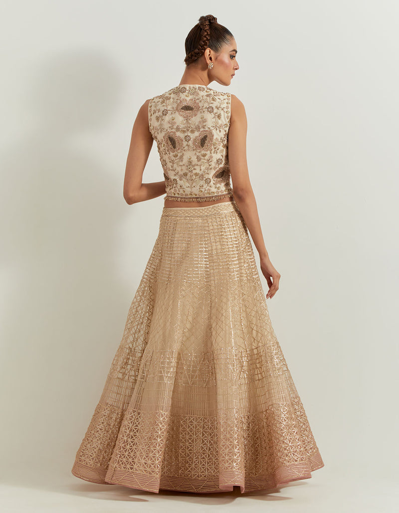 Desert Rose Ombrey Skirt And Waist Coat