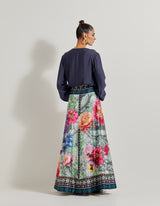 Foresta Tafta Panelled Skirt Paired With Modal Silk Shirt