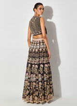 Black Hand Embellished Waist Coat Paired With Resham And Zardozi Embroidery Skirt