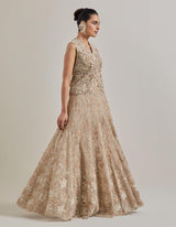 Champagne Gold Water Glimmer Embellsihed Skirt And Jacket Set