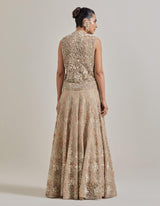 Champagne Gold Water Glimmer Embellsihed Skirt And Jacket Set