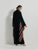 Velveteen Cross Stitch Embroidered Tunic Paired With Wide Pants