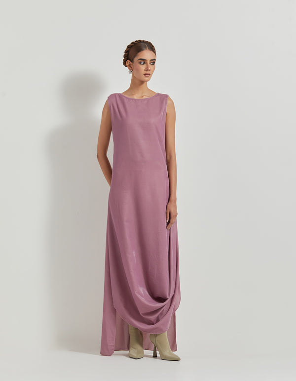 Lavender Velveteen Drape Dress