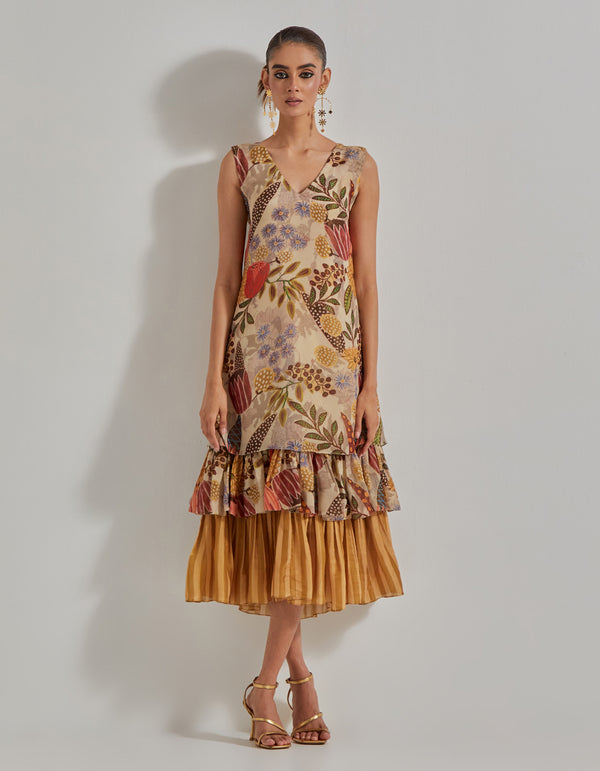 Beige Gypsy Rose Frill Dress