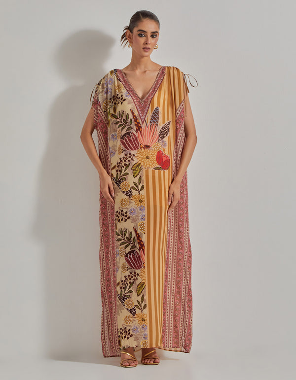 Beige Gypsy Rose Kaftan Dress