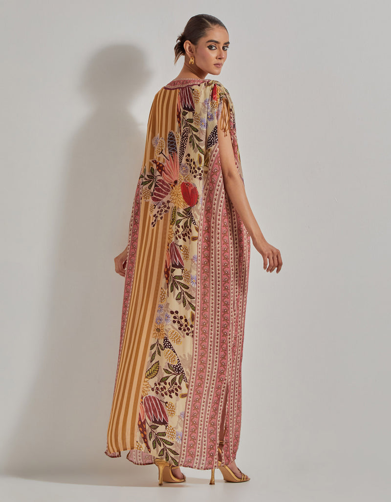 Beige Gypsy Rose Kaftan Dress