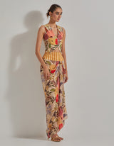 Beige Gypsy Rose Stretch Waist Coat Paired With Drape Skirt