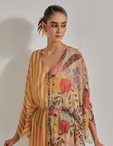 Beige Gypsy Rose Front Buttoned Dress With Slip