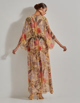 Beige Gypsy Rose Front Buttoned Dress With Slip