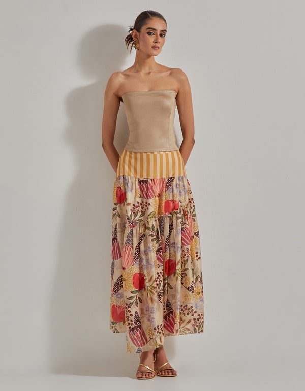 Beige Gypsy Rose Gathered Skirt