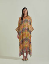 Hand Block Printed Multi Colour Kaftan Dress