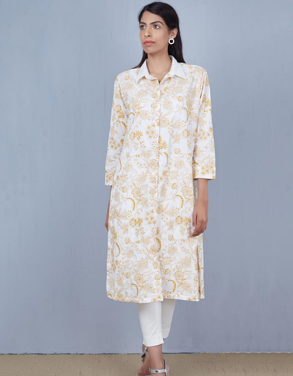 Ivory and Mongo Embroidered Long Shirt